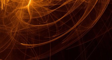 Soyut altın ışık ve lazer ışınları, fraktallar ve parıldayan şekiller hayal gücü, yaratıcılık ve tasarım için çok renkli sanat arka plan dokusu.