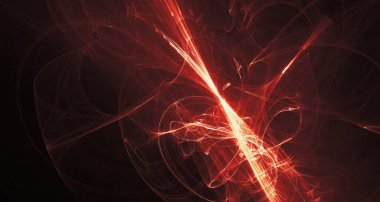 Soyut altın ışık ve lazer ışınları, fraktallar ve parıldayan şekiller hayal gücü, yaratıcılık ve tasarım için çok renkli sanat arka plan dokusu.