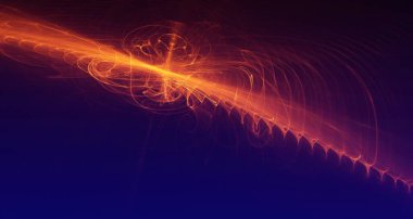 Soyut turuncu ve kırmızı ışık ve lazer ışınları ve parıldayan şekiller hayal gücü, yaratıcılık ve tasarım için çok renkli sanat arkaplan dokusu.