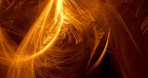 Soyut Altın Işık Lazer Işınları Fraktallar Parıldayan Şekiller Hayal Gücü — Stok fotoğraf