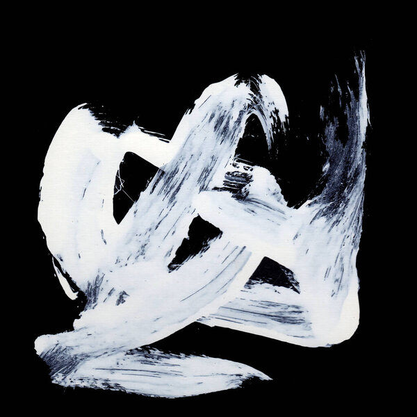 Dynamic White brush strokes on black background zen style background and texture