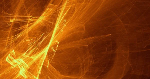 Streszczenie Złote Światło Wiązki Laserowe Fraktale Świecące Kształty Wielokolorowe Tło — Zdjęcie stockowe