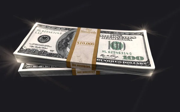 Stack Hundred Dollars Dark Background — Stock Photo, Image