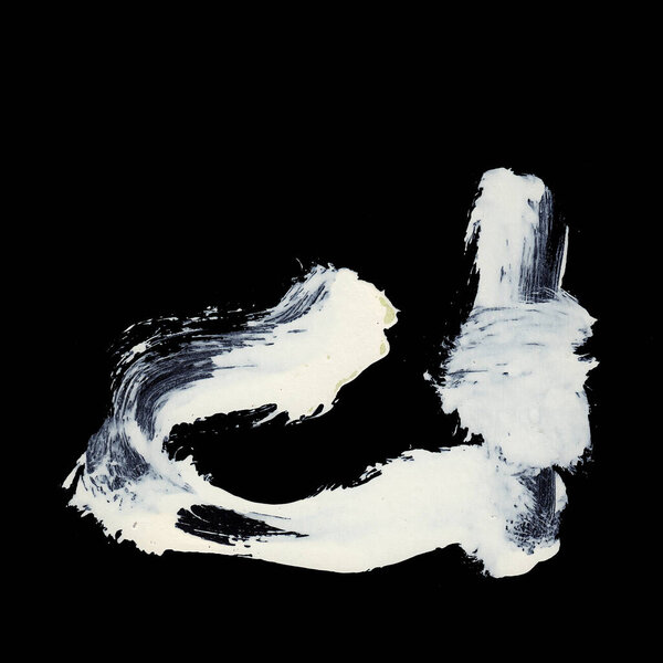 Dynamic White brush strokes on black background zen style background and texture