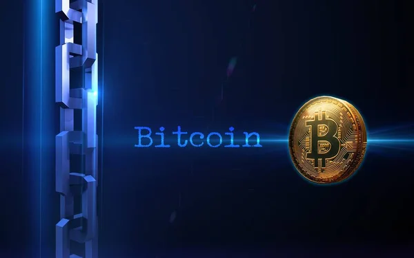 Złota Bitcoin Cyfrowa Waluta Futurystyczne Pieniądze Cyfrowe Technologia Światowa Koncepcja — Zdjęcie stockowe