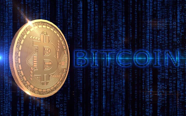 Altın Bitcoin Dijital Para Fütüristik Dijital Para Dünya Çapında Teknoloji — Stok fotoğraf