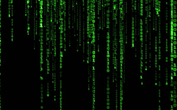 Binary Computer Code Black Background Green Digital Code Numbers Matrix — Stock Photo, Image