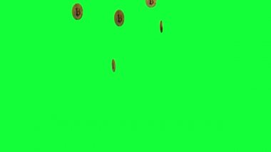 Biraz bozuk para kripto para görüntüsü. Hat bankacılığı konsepti. Bulut ödemesi. Yeşil perdeli altın Bitcoinler. İnternette yeni sanal para. Dijital para efekti.