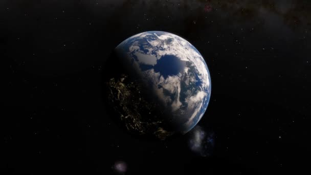 地球の夜明けにデジタルネットワーク 宇宙衛星からの美しい眺め — ストック動画