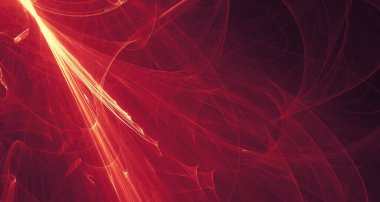 Soyut altın ışık ve lazer ışınları, fraktallar ve parıldayan şekiller hayal gücü, yaratıcılık ve tasarım için çok renkli sanat arka plan dokusu.