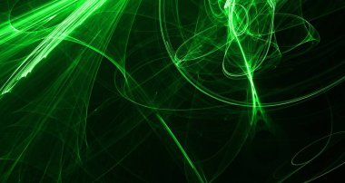 Soyut yeşil ışık ve lazer ışınları, fraktallar ve parıldayan şekiller hayal gücü, yaratıcılık ve tasarım için çok renkli sanat arkaplan dokusu.