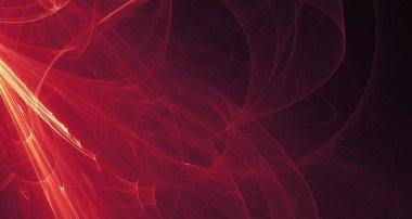 Soyut kırmızı ışık ve lazer ışınları, fraktallar ve parıldayan şekiller hayal gücü, yaratıcılık ve tasarım için çok renkli sanat arka plan dokusu.