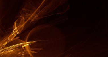 Soyut altın ışık ve lazer ışınları, fraktallar ve parıldayan şekiller hayal gücü, yaratıcılık ve tasarım için çok renkli sanat arka plan dokusu.