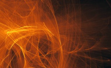 Soyut altın ışık ve lazer ışınları, fraktallar ve parıldayan şekiller hayal gücü, yaratıcılık ve tasarım için çok renkli sanat arka plan dokusu.