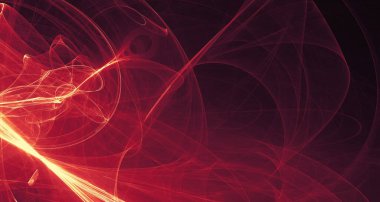 Soyut altın ışık ve lazer ışınları, fraktallar ve parıldayan şekiller hayal gücü, yaratıcılık ve tasarım için çok renkli sanat arka plan dokusu.