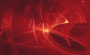 Soyut kırmızı ışık ve lazer ışınları, fraktallar ve parıldayan şekiller hayal gücü, yaratıcılık ve tasarım için çok renkli sanat arka plan dokusu.