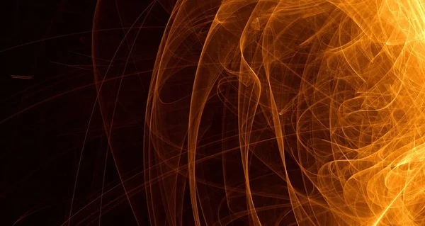 Soyut altın ışık ve lazer ışınları, fraktallar ve parıldayan şekiller hayal gücü, yaratıcılık ve tasarım için çok renkli sanat arka plan dokusu.