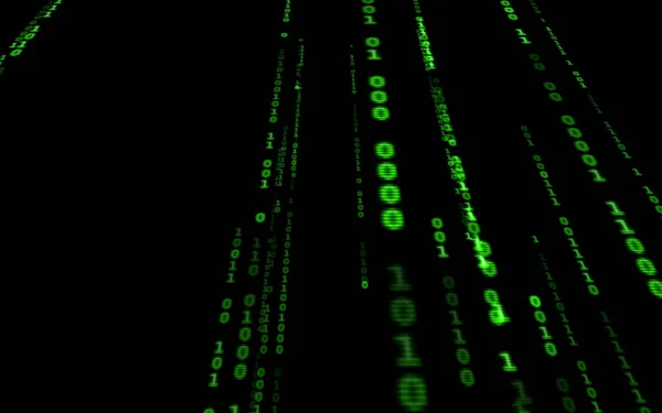 Binary computer code on black background.Green digital code numbers in matrix style.Cyberpunk hacker abstraction backdrop.Random numbers falling on the black background.Background in a matrix style.