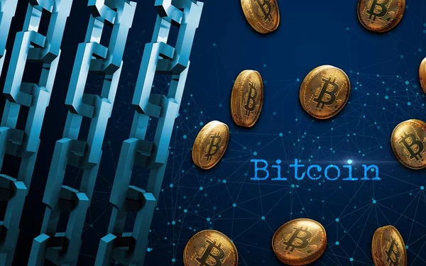 Altın Bitcoin Dijital Para Fütüristik Dijital Para Dünya Çapında Teknoloji — Stok fotoğraf