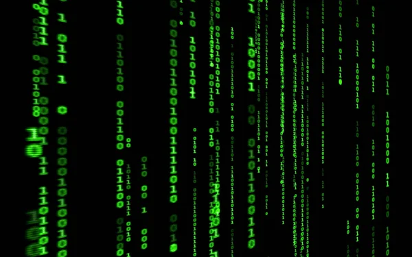 Binary Computer Code Zwarte Achtergrond Groene Digitale Code Nummers Matrix — Stockfoto