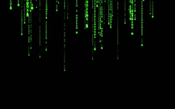 Kod Binarny Komputera Czarnym Tle Zielone Cyfrowe Numery Kodu Stylu — Zdjęcie stockowe