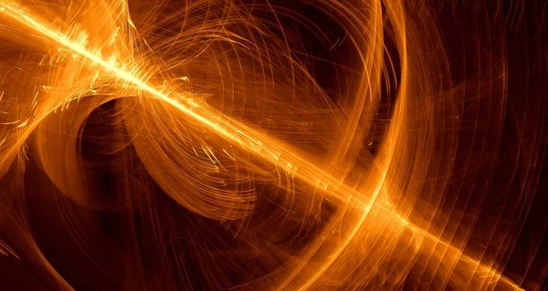 Soyut altın ışık ve lazer ışınları, fraktallar ve parıldayan şekiller hayal gücü, yaratıcılık ve tasarım için çok renkli sanat arka plan dokusu.