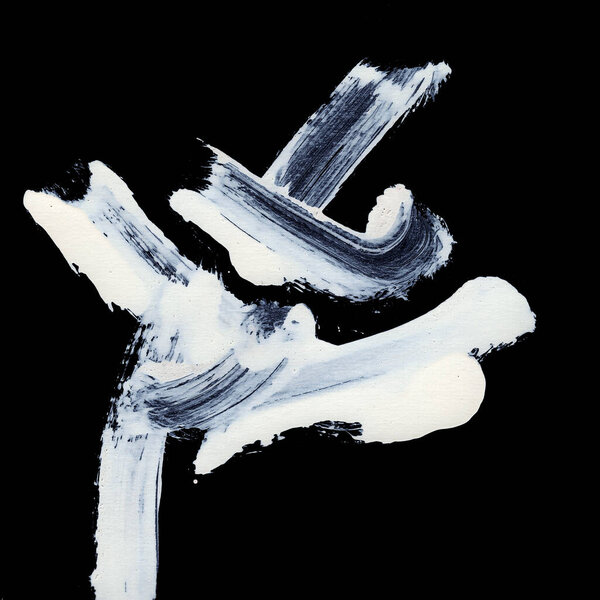 Dynamic White brush strokes on black background zen style background and texture