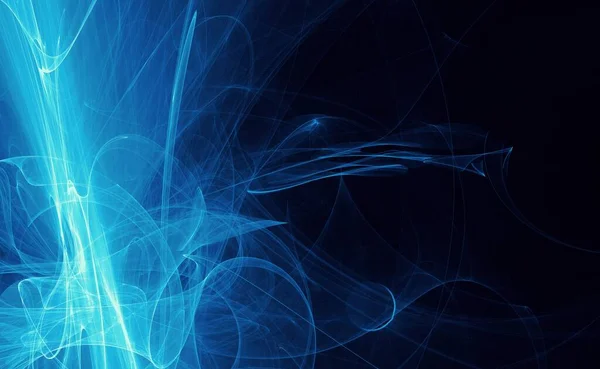 Soyut mavi ışık ve lazer ışınları, fraktallar ve parıldayan şekiller hayal gücü, yaratıcılık ve tasarım için çok renkli sanat arka plan dokusu.