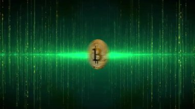 Biraz bozuk para kripto para görüntüsü. Hat bankacılığı konsepti. Bulut ödemesi. Geçmişi parlak altın Bitcoinler. İnternette yeni sanal para.