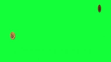 Biraz bozuk para kripto para görüntüsü. Hat bankacılığı konsepti. Bulut ödemesi. Yeşil perdeli altın Bitcoinler. İnternette yeni sanal para. Dijital para efekti.