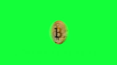 Biraz bozuk para kripto para görüntüsü. Hat bankacılığı konsepti. Bulut ödemesi. Yeşil perdeli altın Bitcoin 'ler. İnternette yeni sanal para. Dijital para efekti.