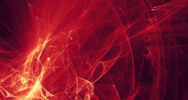 Soyut altın ışık ve lazer ışınları, fraktallar ve parıldayan şekiller hayal gücü, yaratıcılık ve tasarım için çok renkli sanat arka plan dokusu.