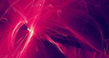 Soyut kırmızı ışık ve lazer ışınları, fraktallar ve parıldayan şekiller hayal gücü, yaratıcılık ve tasarım için çok renkli sanat arka plan dokusu.