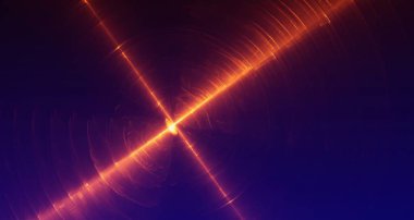 Soyut turuncu ve kırmızı ışık ve lazer ışınları ve parıldayan şekiller hayal gücü, yaratıcılık ve tasarım için çok renkli sanat arkaplan dokusu.