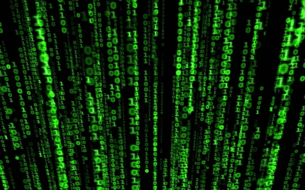 Binary computer code on black background.Green digital code numbers in matrix style.Cyberpunk hacker abstraction backdrop.Random numbers falling on the black background.Background in a matrix style.