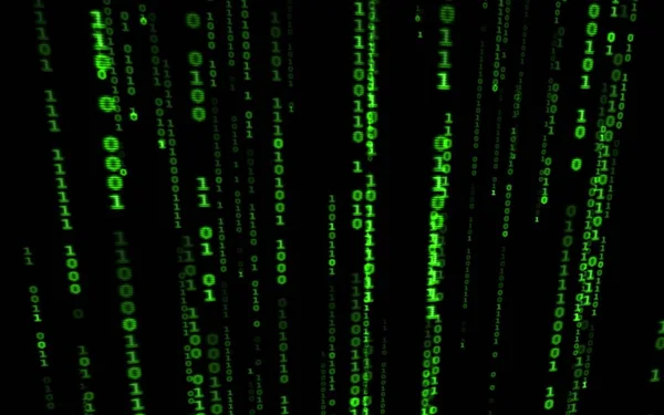 Bináris Számítógépes Kód Fekete Háttérrel Zöld Digitális Kód Számok Mátrix — Stock Fotó