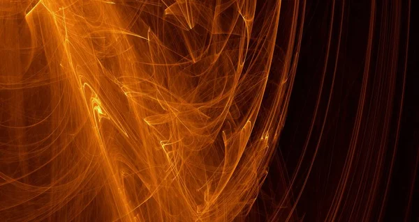 Abstraktní Zlaté Světlo Laserové Paprsky Fraktály Zářící Tvary Pestrobarevné Pozadí — Stock fotografie