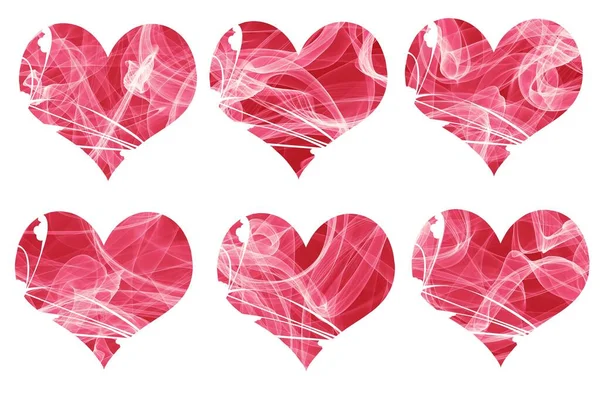 Zestaw Dynamicznych Serc Wykonanych Linii Energetycznych Kreatywność Pomysły Tło Walentynki — Zdjęcie stockowe