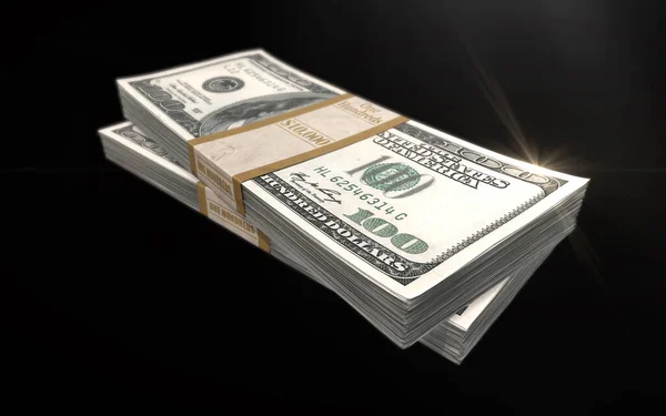 Stack Hundred Dollars Dark Background — Stock Photo, Image