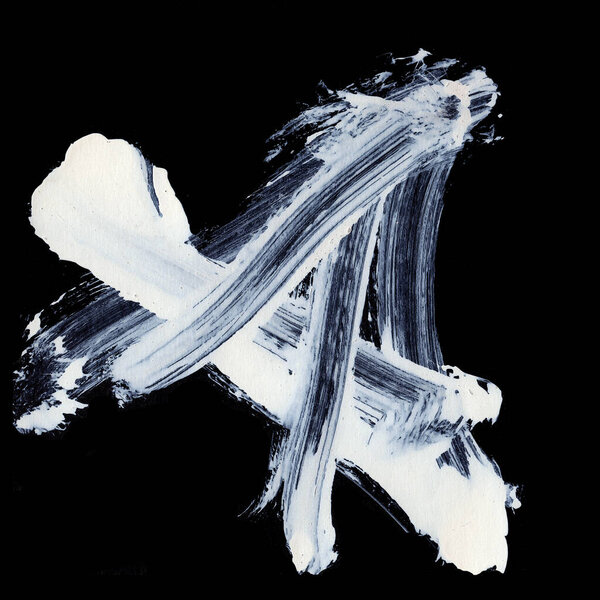 Dynamic White brush strokes on black background zen style background and texture