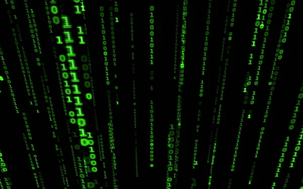 Siyah Arkaplan Üzerine Ikili Bilgisayar Kodu Matrix Stilinde Yeşil Dijital — Stok fotoğraf