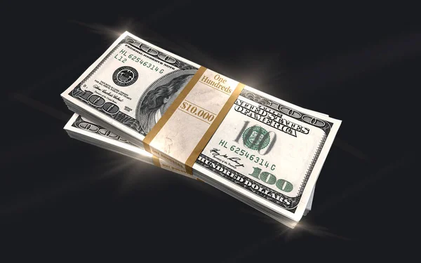Montón Cientos Dólares Sobre Fondo Oscuro — Foto de Stock