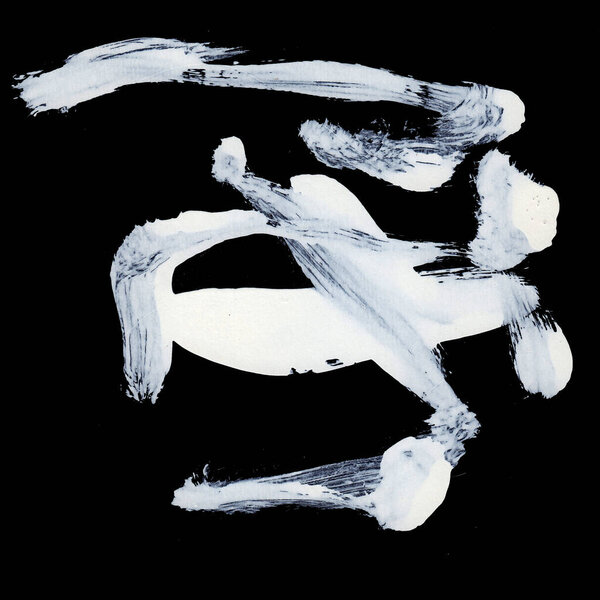 Dynamic White brush strokes on black background zen style background and texture