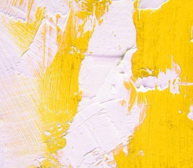 İlginç ve dinamik arkaplanlar için beyaz ve sarı fırça darbelerine sahip soyut arkaplan dokusu