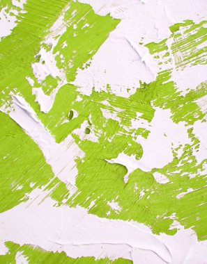 İlginç ve dinamik arka planlar için yeşil ve beyaz fırça darbeleriyle yağlı boya dokusu. Web tasarım kalıpları için uygun