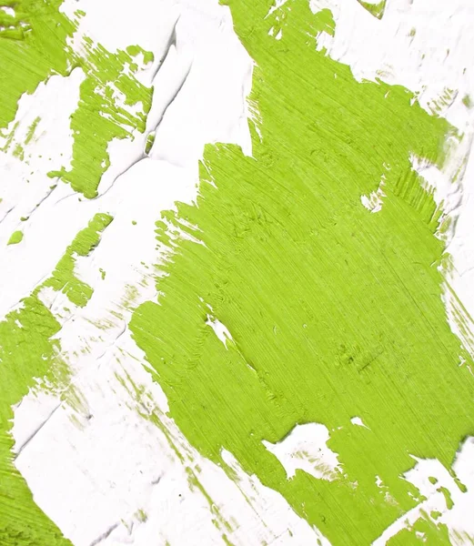 Текстура Масляной Краски Зелеными Белыми Мазками Кисти Интересных Динамических Фонов — стоковое фото