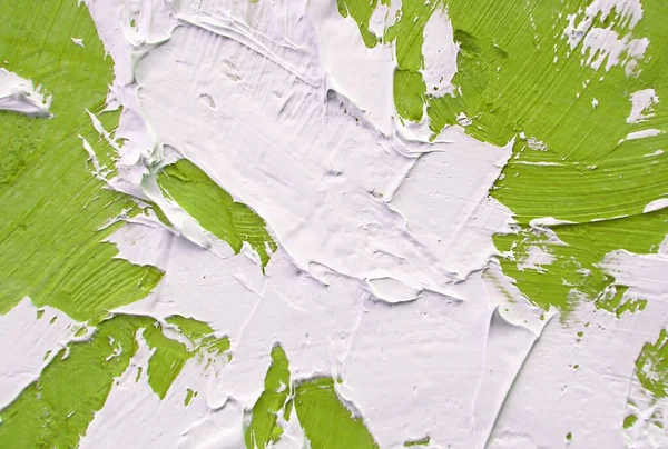 Tekstura Farby Olejnej Zielonymi Białymi Pociągnięciami Pędzla Dla Ciekawych Dynamicznych — Zdjęcie stockowe