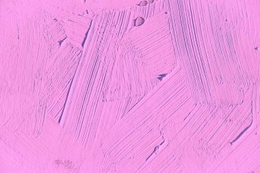 Yakın plan boyama. Düz pembe, açık fuschia rengi arkaplan canlı, renkli, yaratıcı arkaplan. Tuvaldeki yağ fırça darbelerinin dokusunu etkiler. Web ve tasarım için.