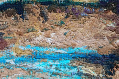 Resim detaylı desen canlı renkli renkler ve fırça darbeleri ve palet bıçak darbeleriyle yakın plan