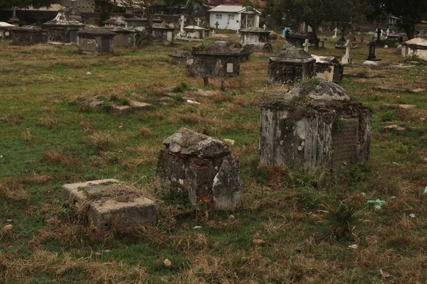 old graveyard in idian rural landscape